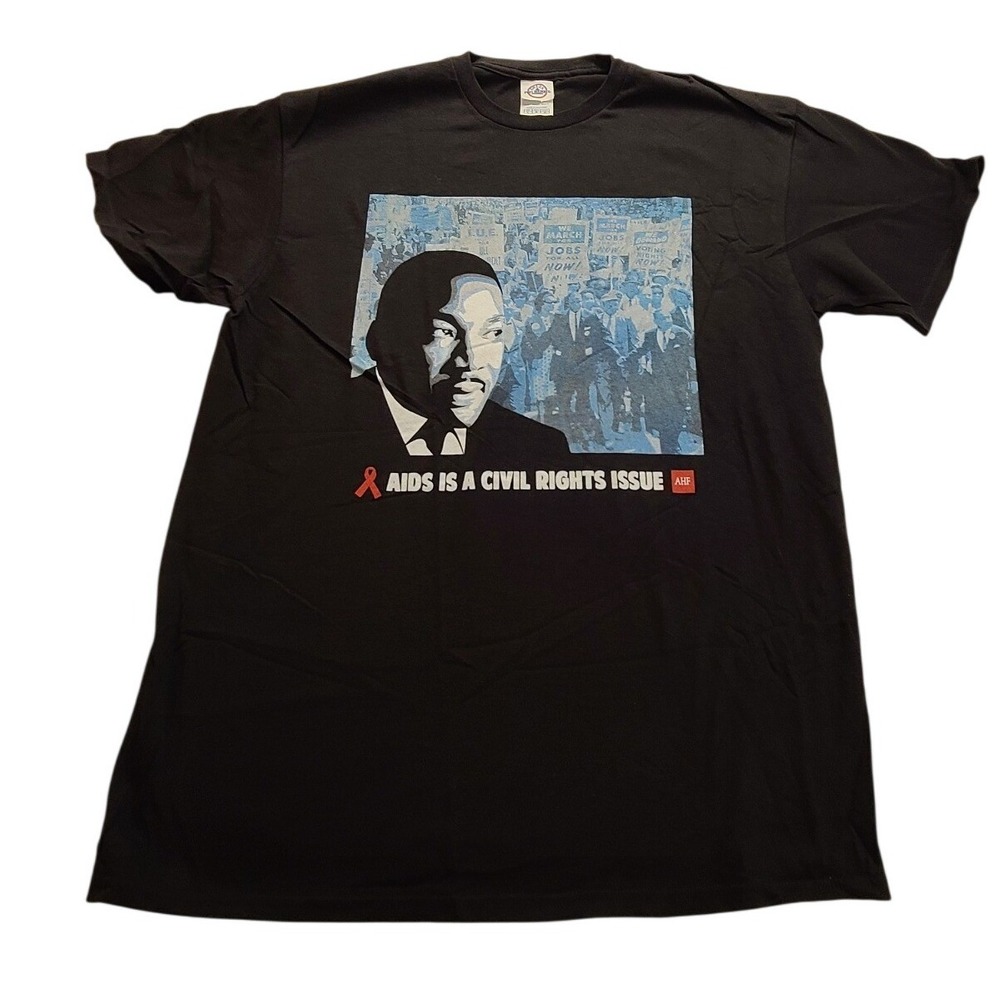 MLK AIDS Is A Civil Rights Issue AHF Graphic T-Shirt Black Men's Large Deltas